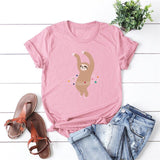 Plus Size S-5XL Lovely Sloth Print T Shirt Women Shirts 100% Cotton O Neck Short Sleeve Summer T-Shirt Tops Casual Pink TShirt