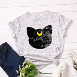 Plus Size S-5XL New Cat Moon Print T Shirt Women 100%Cotton O Neck Short Sleeve Summer TShirt Tops T Shirts Funny T Shirts