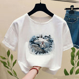 Princess Mononoke T-shirt with Print Ghibli Studio Tshirt Women Casual Short Sleeve Tee Shirt Harajuku T-shirts