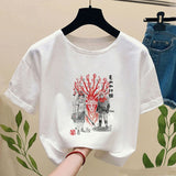 Princess Mononoke T-shirt with Print Ghibli Studio Tshirt Women Casual Short Sleeve Tee Shirt Harajuku T-shirts