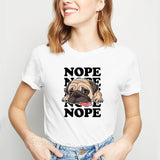 Harajuku Nope Lazy Pug T Shirt Women Clothes Funny Fashion Dog Graphic Female T-Shirt Aesthetic Kawaii Animal Printed Tshirt Top