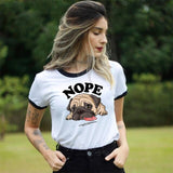 Harajuku Nope Lazy Pug T Shirt Women Clothes Funny Fashion Dog Graphic Female T-Shirt Aesthetic Kawaii Animal Printed Tshirt Top