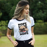 Harajuku Nope Lazy Pug T Shirt Women Clothes Funny Fashion Dog Graphic Female T-Shirt Aesthetic Kawaii Animal Printed Tshirt Top