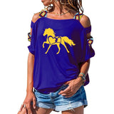 NEW horse heart-shaped Women tshirt Cotton Casual Funny t shirt Girl Short Sleeve Sexy Hollow Out Shoulder Top Tee