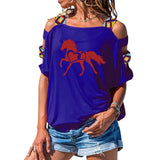 NEW horse heart-shaped Women tshirt Cotton Casual Funny t shirt Girl Short Sleeve Sexy Hollow Out Shoulder Top Tee