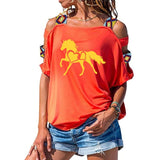 NEW horse heart-shaped Women tshirt Cotton Casual Funny t shirt Girl Short Sleeve Sexy Hollow Out Shoulder Top Tee