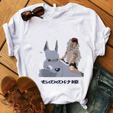 Princess Mononoke T-shirt with Print Ghibli Studio Tshirt Women Casual Short Sleeve Tee Shirt Harajuku T-shirts