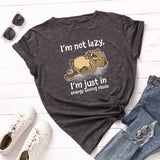 Plus Size Women T-shirt 100% Cotton Cartoon I' am Not Lazy Letters Print Funny T-Shirt Women O-Neck Short Sleeve Tshirt Tops
