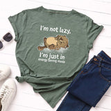 Plus Size Women T-shirt 100% Cotton Cartoon I' am Not Lazy Letters Print Funny T-Shirt Women O-Neck Short Sleeve Tshirt Tops