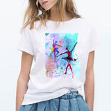Summer 2020 watercolor Ballet dancer printed girl white t shirt kawaii gymnastics dance lover gift tee shirt femme custom tshirt