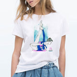 Summer 2020 watercolor Ballet dancer printed girl white t shirt kawaii gymnastics dance lover gift tee shirt femme custom tshirt