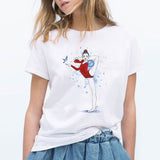 Summer 2020 watercolor Ballet dancer printed girl white t shirt kawaii gymnastics dance lover gift tee shirt femme custom tshirt