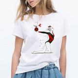 Summer 2020 watercolor Ballet dancer printed girl white t shirt kawaii gymnastics dance lover gift tee shirt femme custom tshirt