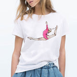 Summer 2020 watercolor Ballet dancer printed girl white t shirt kawaii gymnastics dance lover gift tee shirt femme custom tshirt