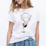 Summer 2020 watercolor Ballet dancer printed girl white t shirt kawaii gymnastics dance lover gift tee shirt femme custom tshirt