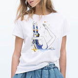 Summer 2020 watercolor Ballet dancer printed girl white t shirt kawaii gymnastics dance lover gift tee shirt femme custom tshirt