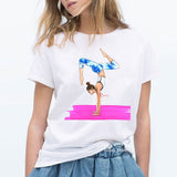 Summer 2020 watercolor Ballet dancer printed girl white t shirt kawaii gymnastics dance lover gift tee shirt femme custom tshirt