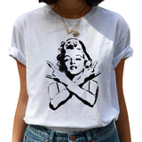 Feminist Harajuku 90s Graphic T Shirt Women Feminism Fight Like A Girl Cartoon T-shirt Girl Power Tshirt Ullzang Top Tees Female