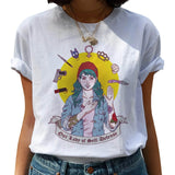 Feminist Harajuku 90s Graphic T Shirt Women Feminism Fight Like A Girl Cartoon T-shirt Girl Power Tshirt Ullzang Top Tees Female