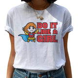 Feminist Harajuku 90s Graphic T Shirt Women Feminism Fight Like A Girl Cartoon T-shirt Girl Power Tshirt Ullzang Top Tees Female