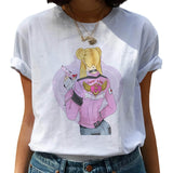 Feminist Harajuku 90s Graphic T Shirt Women Feminism Fight Like A Girl Cartoon T-shirt Girl Power Tshirt Ullzang Top Tees Female