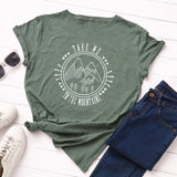 New Fashion Plus Size Women T-shirt 100% Cotton Tees Mountains Pattern Print T-Shirt Women O-Neck Tshirt Top