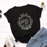 New Fashion Plus Size Women T-shirt 100% Cotton Tees Mountains Pattern Print T-Shirt Women O-Neck Tshirt Top