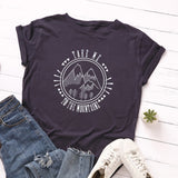 New Fashion Plus Size Women T-shirt 100% Cotton Tees Mountains Pattern Print T-Shirt Women O-Neck Tshirt Top