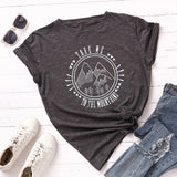 New Fashion Plus Size Women T-shirt 100% Cotton Tees Mountains Pattern Print T-Shirt Women O-Neck Tshirt Top