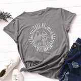 New Fashion Plus Size Women T-shirt 100% Cotton Tees Mountains Pattern Print T-Shirt Women O-Neck Tshirt Top
