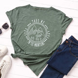 New Fashion Plus Size Women T-shirt 100% Cotton Tees Mountains Pattern Print T-Shirt Women O-Neck Tshirt Top