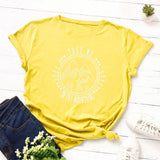 New Fashion Plus Size Women T-shirt 100% Cotton Tees Mountains Pattern Print T-Shirt Women O-Neck Tshirt Top