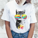 Kawaii Cat Funny Cartoon t shirt Women Harajuku Ullzang Cute T-shirt 90s Fashion Korean Style Tshirt Lovely Print Top Tee Female