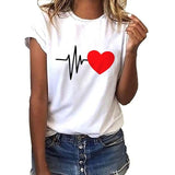 Female T-shirt Heart Shaped Kawaii T-Shirt Women Casual Summer Vogue Harajuku Tshirt Korean Style Graphic Tops,Drop Ship
