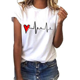 Female T-shirt Heart Shaped Kawaii T-Shirt Women Casual Summer Vogue Harajuku Tshirt Korean Style Graphic Tops,Drop Ship