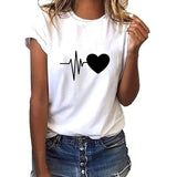 Female T-shirt Heart Shaped Kawaii T-Shirt Women Casual Summer Vogue Harajuku Tshirt Korean Style Graphic Tops,Drop Ship