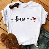 Female T-shirt Heart Shaped Kawaii T-Shirt Women Casual Summer Vogue Harajuku Tshirt Korean Style Graphic Tops,Drop Ship
