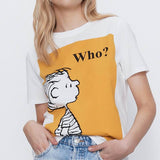 Women Tshirt Summer 2020 New Fashion Cartoon Letter Prints Loose Top Modern Lady White T-Shirt