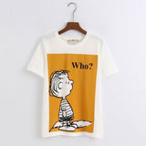 Women Tshirt Summer 2020 New Fashion Cartoon Letter Prints Loose Top Modern Lady White T-Shirt