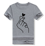 Finger Heart Print T Shirt Women Short Sleeve O Neck Loose Tshirt 2020 Summer Women Tee Shirt Tops Camisetas Mujer
