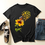 Summer Tops Tees T-Shirt Short Sleeve Ladies O-Neck Sunflower Print Tee Tops Tshirt Blusas майка женская