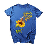Summer Tops Tees T-Shirt Short Sleeve Ladies O-Neck Sunflower Print Tee Tops Tshirt Blusas майка женская