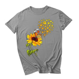 Summer Tops Tees T-Shirt Short Sleeve Ladies O-Neck Sunflower Print Tee Tops Tshirt Blusas майка женская
