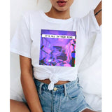 Aesthetic T Shirt 2020 Women Kawaii Harajuku Summer Graphic Tshirt Funny 90s Ulzzang Tops Tee Cartoon Clothing T-shirt Female