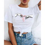 Aesthetic T Shirt 2020 Women Kawaii Harajuku Summer Graphic Tshirt Funny 90s Ulzzang Tops Tee Cartoon Clothing T-shirt Female