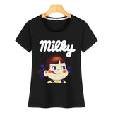 Tops T Shirt Women milky peko long sleeve Comic Inscriptions Custom Female Tshirt