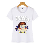 Tops T Shirt Women milky peko long sleeve Comic Inscriptions Custom Female Tshirt
