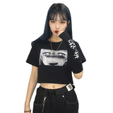Ropa Mujer 2019 Japanese Streetwear Cartoon Printing Harajuku Shirt Hipster Aesthetic Anime Tumblr Gothic Women Tshirt 0713-32