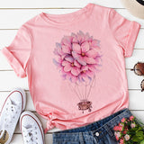 Pink T Shirt Women Short Sleeve Floral Flower Fashion Lady Top T Shirt 2020 New Summer Ladies Womens Graphic Female Tee Tshirt