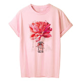 Pink T Shirt Women Short Sleeve Floral Flower Fashion Lady Top T Shirt 2020 New Summer Ladies Womens Graphic Female Tee Tshirt